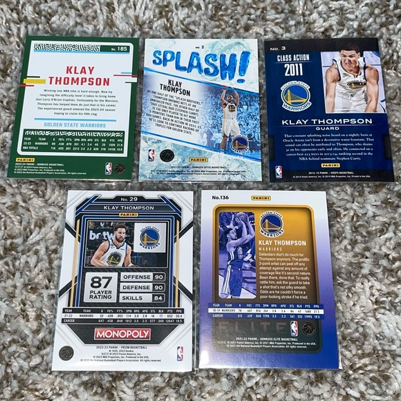KLAY THOMPSON GOLDEN STATE WARRIORS Basketball Card Lot Of 5ea - Picture 7 of 7